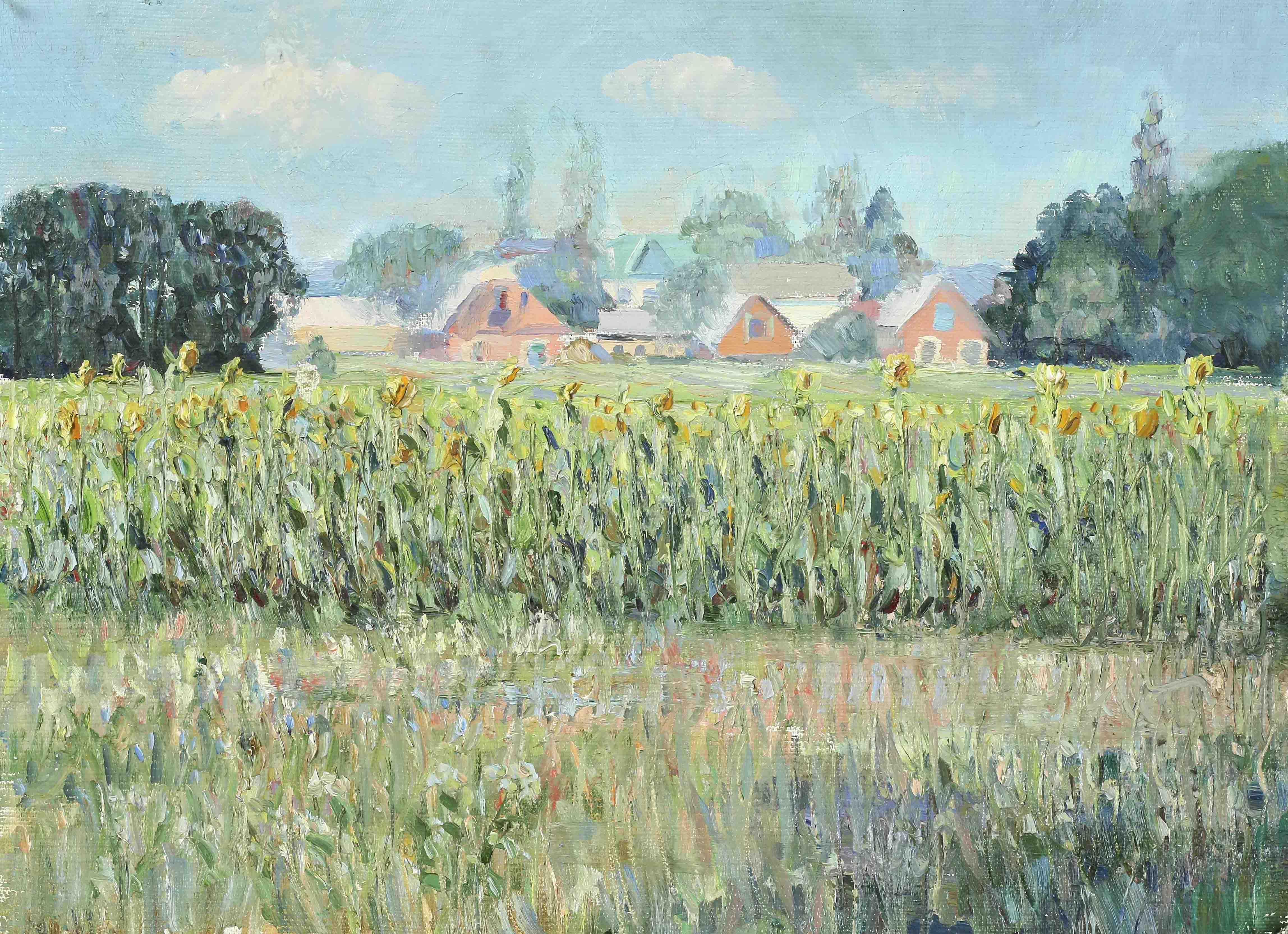 House in the fields oil painting