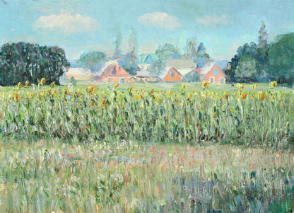 House in the fields oil painting