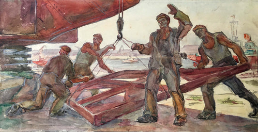 Oil painting Ship repair