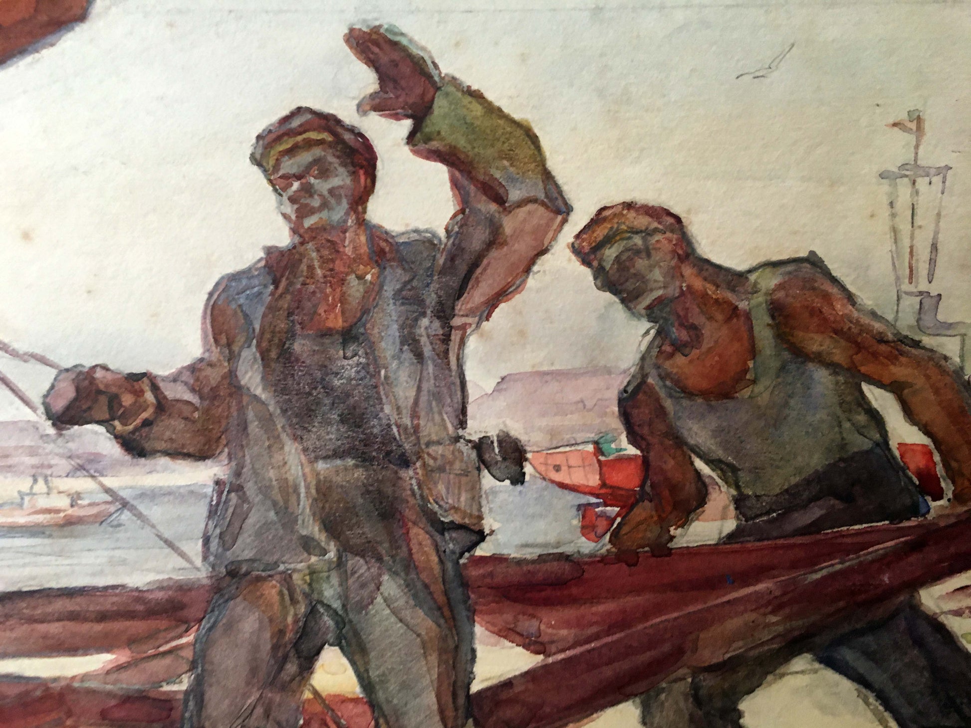 Ship Repair depicted in an oil painting