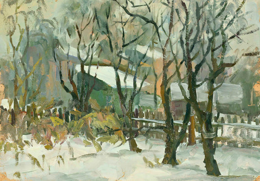 First snow oil painting