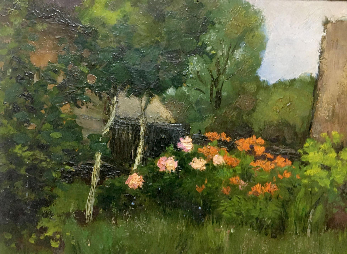 Oil painting Flowers near the house Ivan Kirillovich Tsyupka