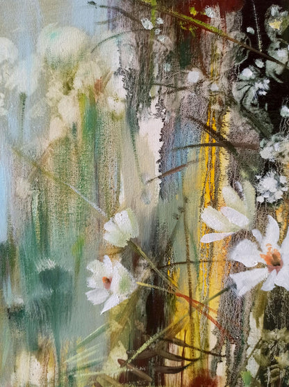 Abstract oil painting White flowers Anatoly Borisovich Tarabanov