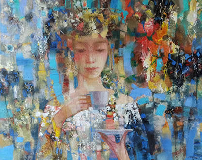 Abstract oil painting A cup of coffee Anatoly Borisovich Tarabanov