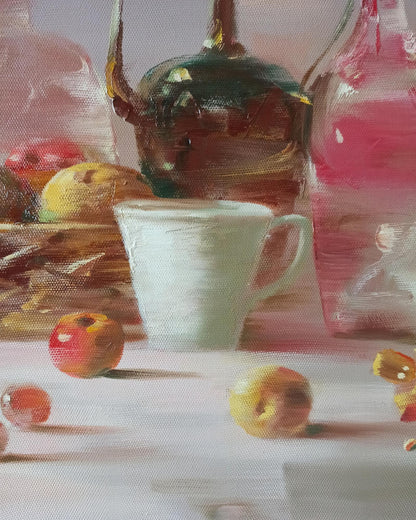 Oil painting Still life in pink tones Anatoly Tarabanov