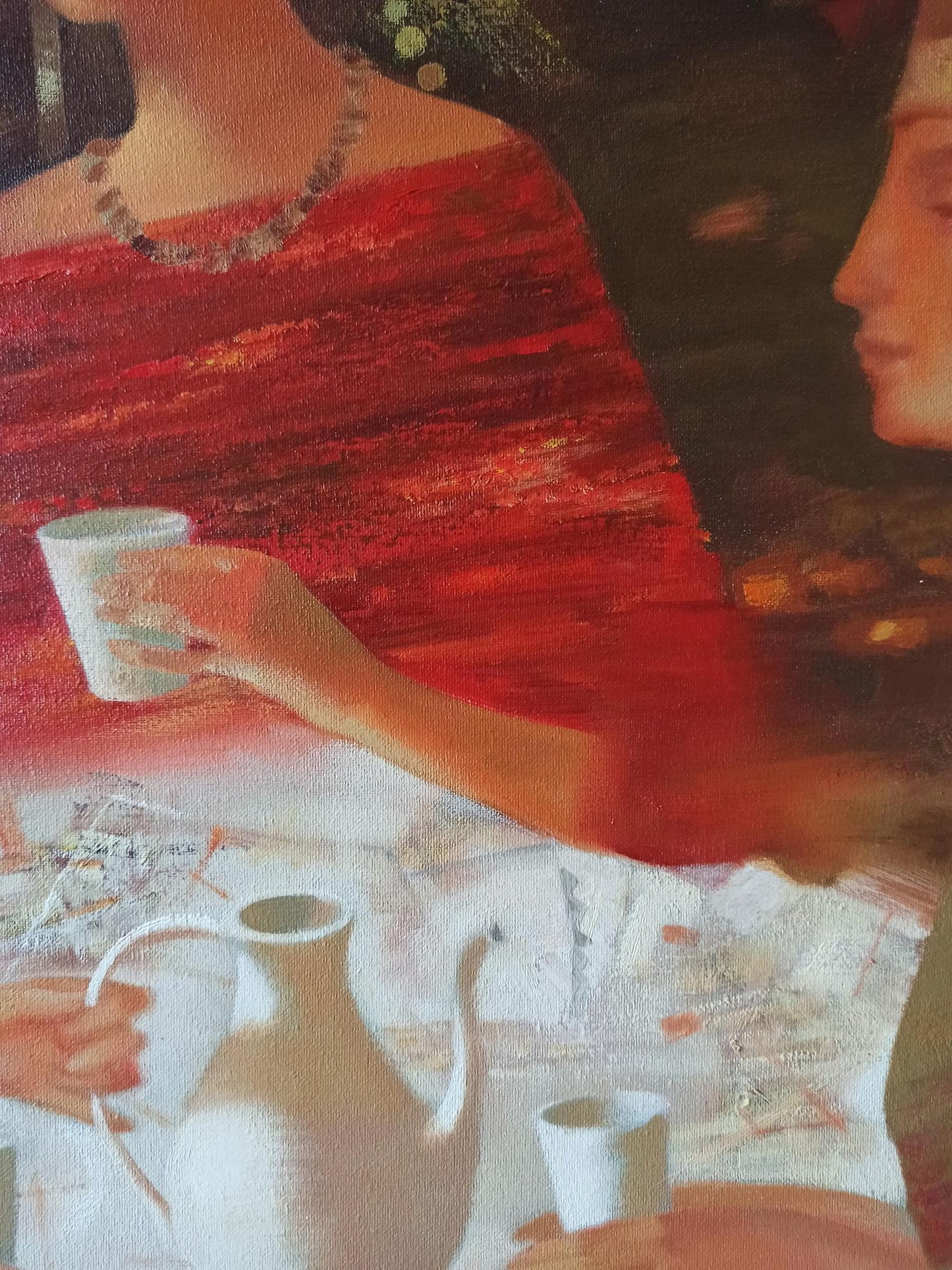 Abstract oil painting Tea party Anatoly Borisovich Tarabanov