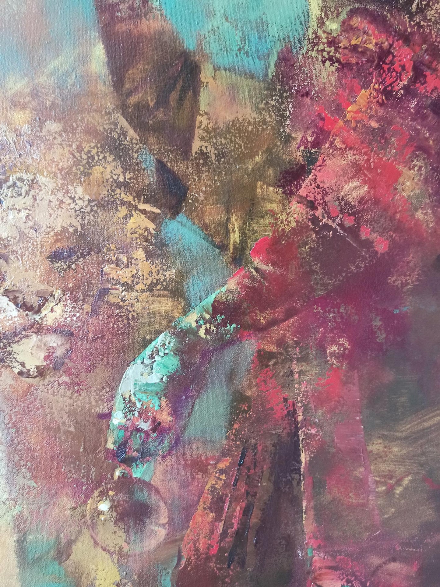 Abstract oil painting Woman and the winged deity Anatoly Borisovich Tarabanov