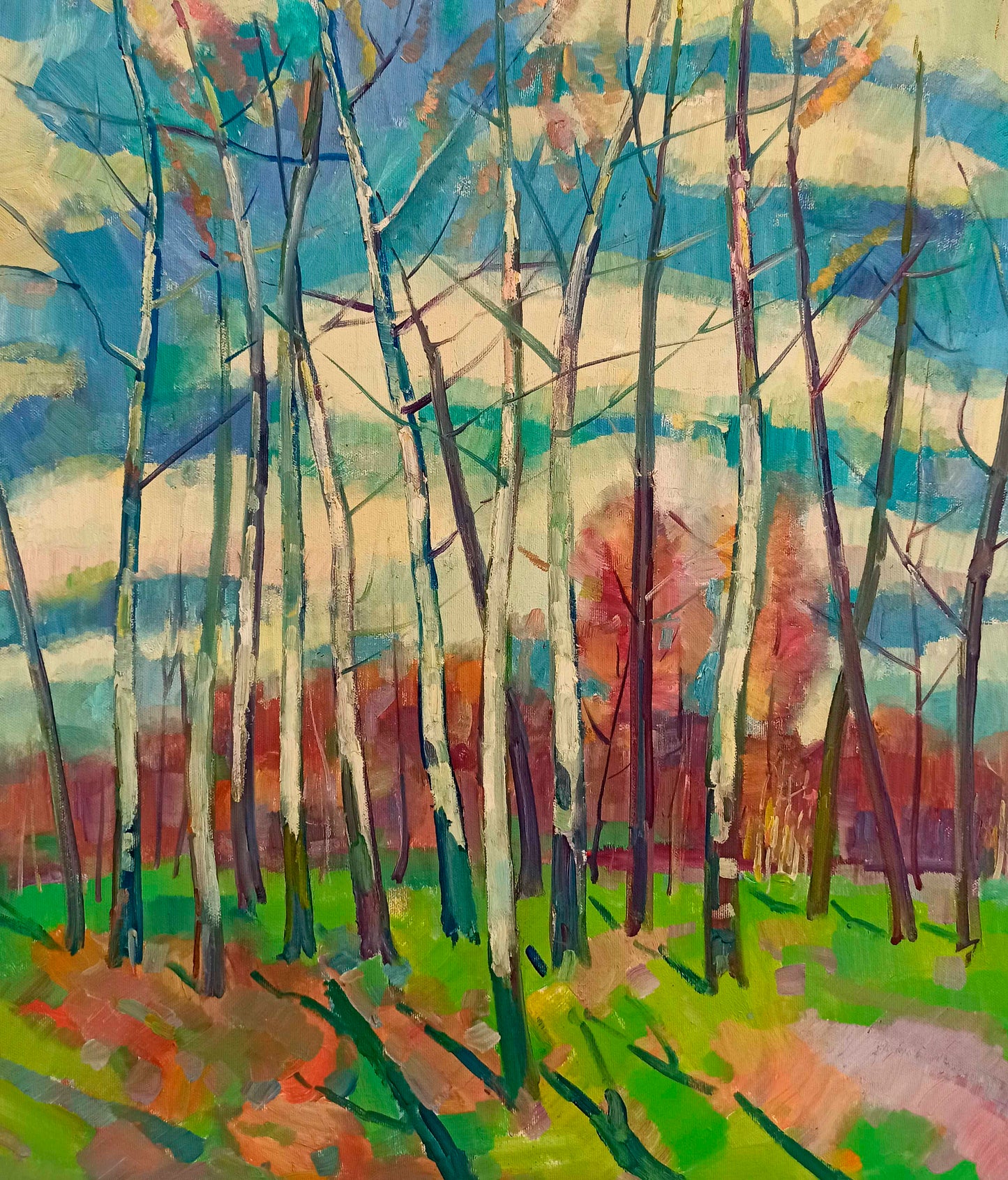 Oil painting Birch Grove Peter Dobrev