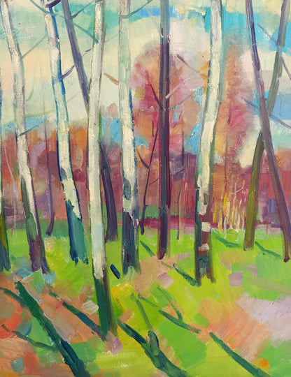 Oil painting Birch Grove Peter Dobrev