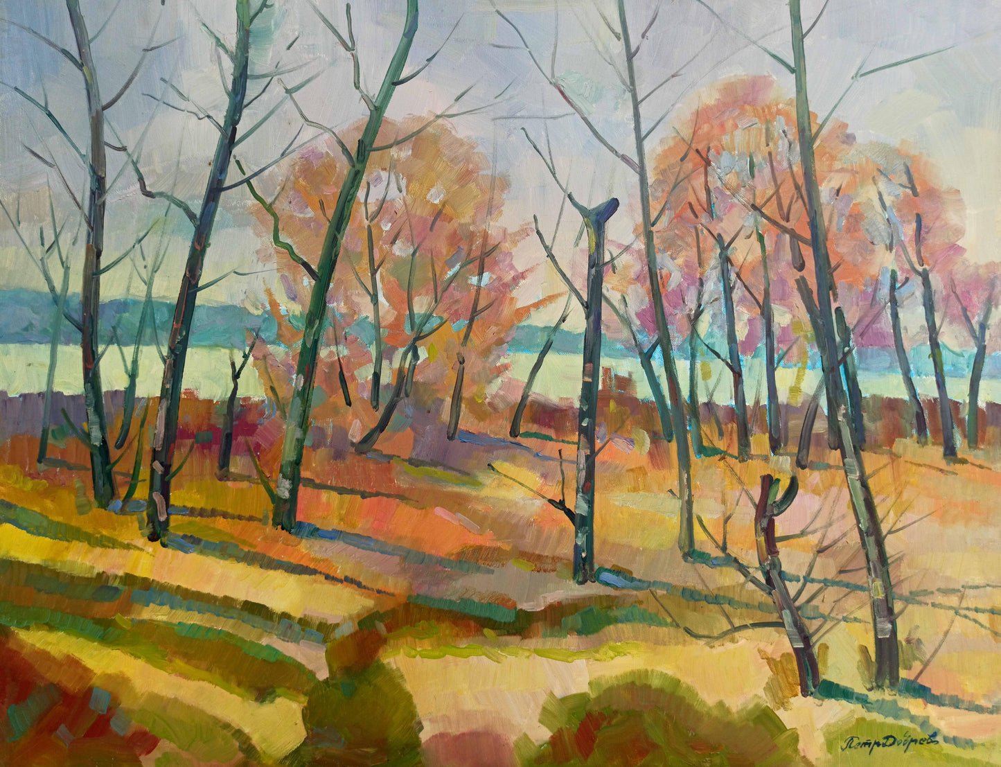 Oil painting Spring landscape Peter Dobrev