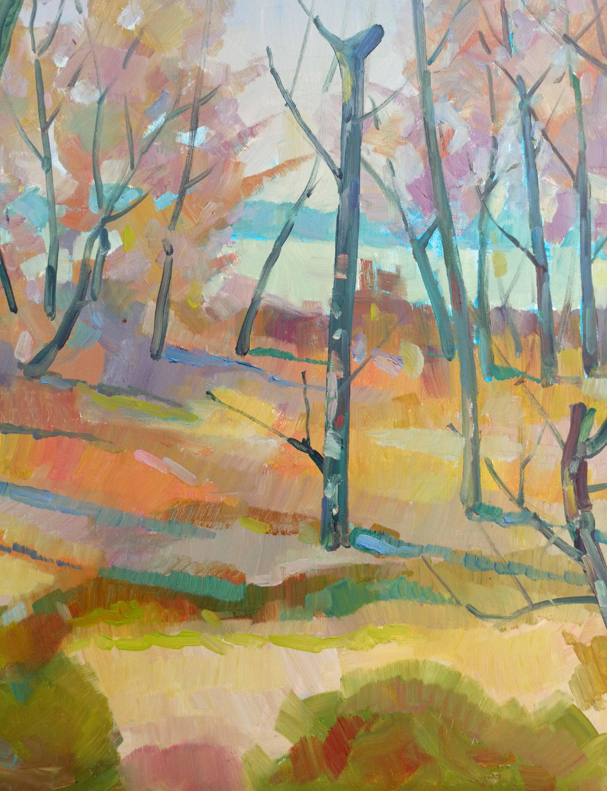 The essence of spring is depicted in Peter Dobrev's oil landscape