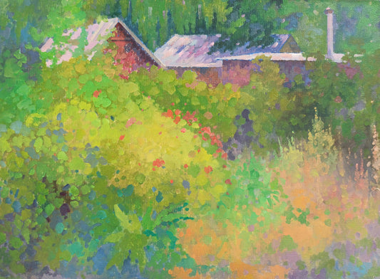 Oil painting Summer garden Peter Dobrev