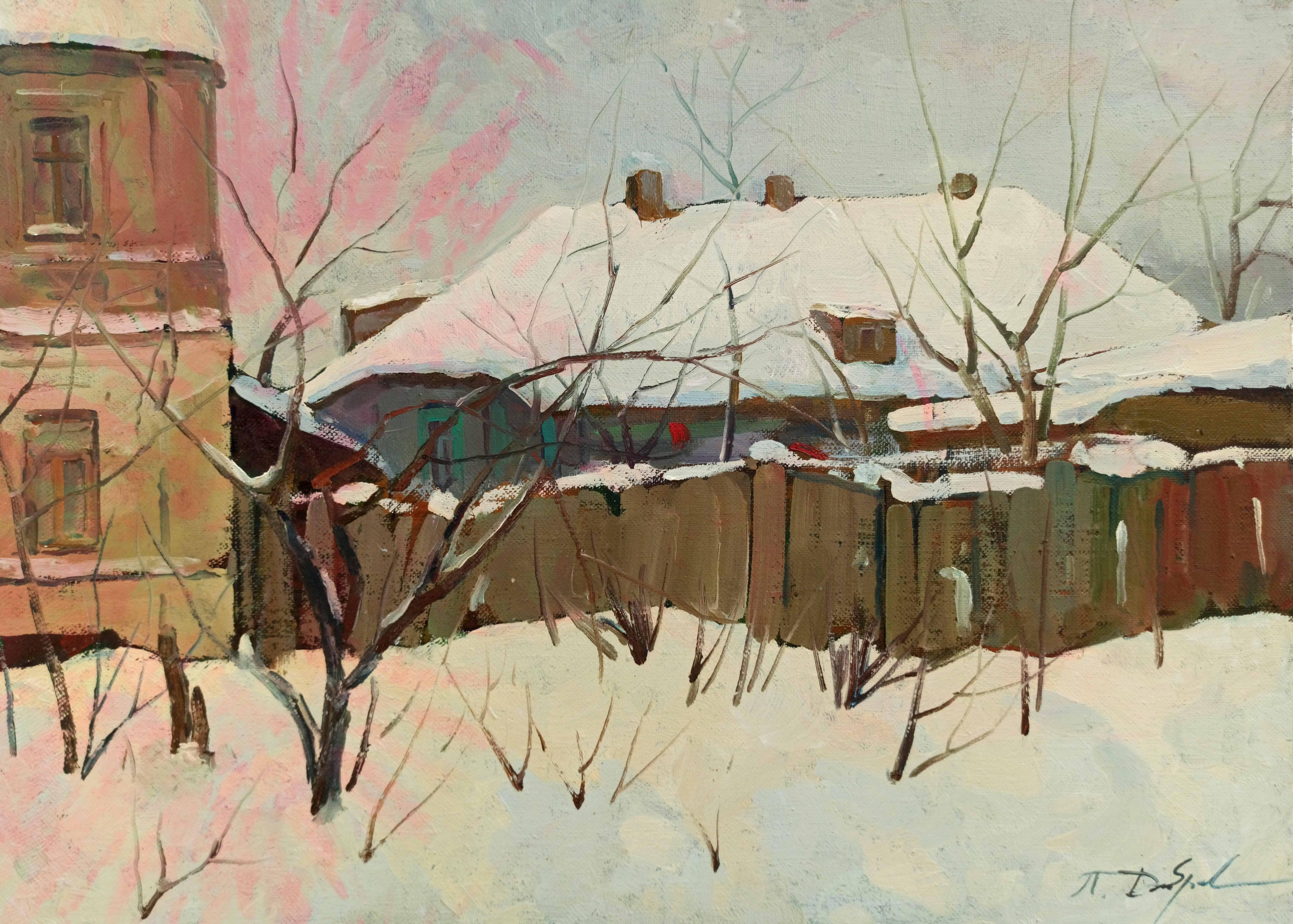 Oil painting Winter landscape Peter Dobrev