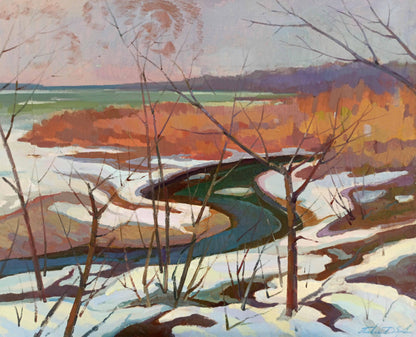 Oil painting Spring stream Peter Dobrev