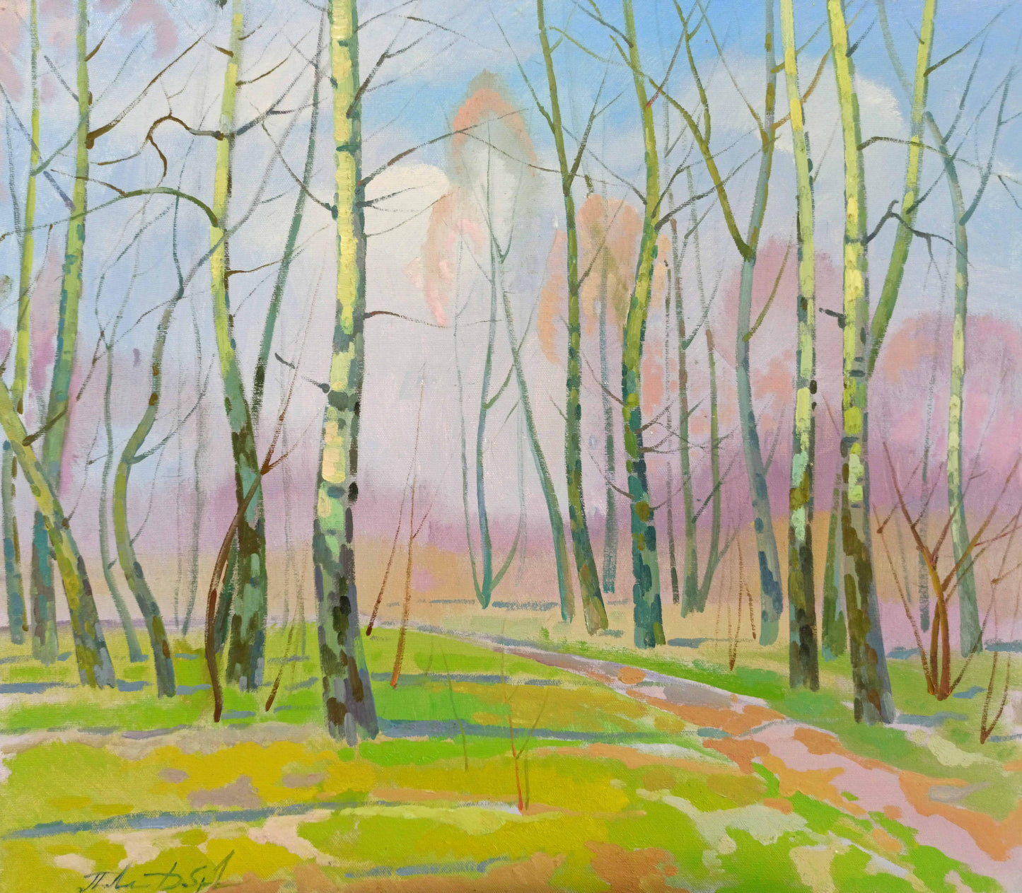 Oil painting Spring in the forest Peter Dobrev