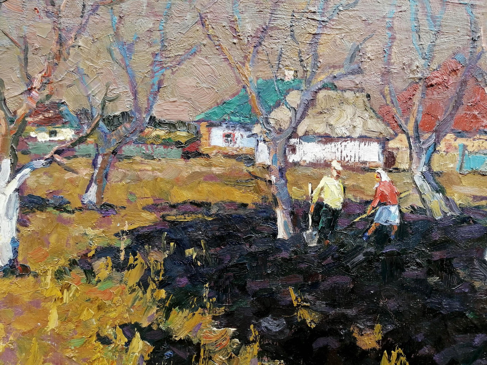 Oil Painting Nature Landscape Village landscape Art