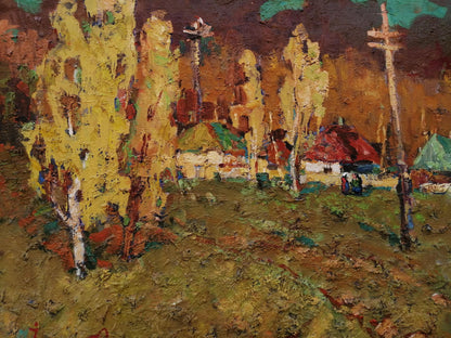 Oil Painting  Village landscape Art Autumn Landscape