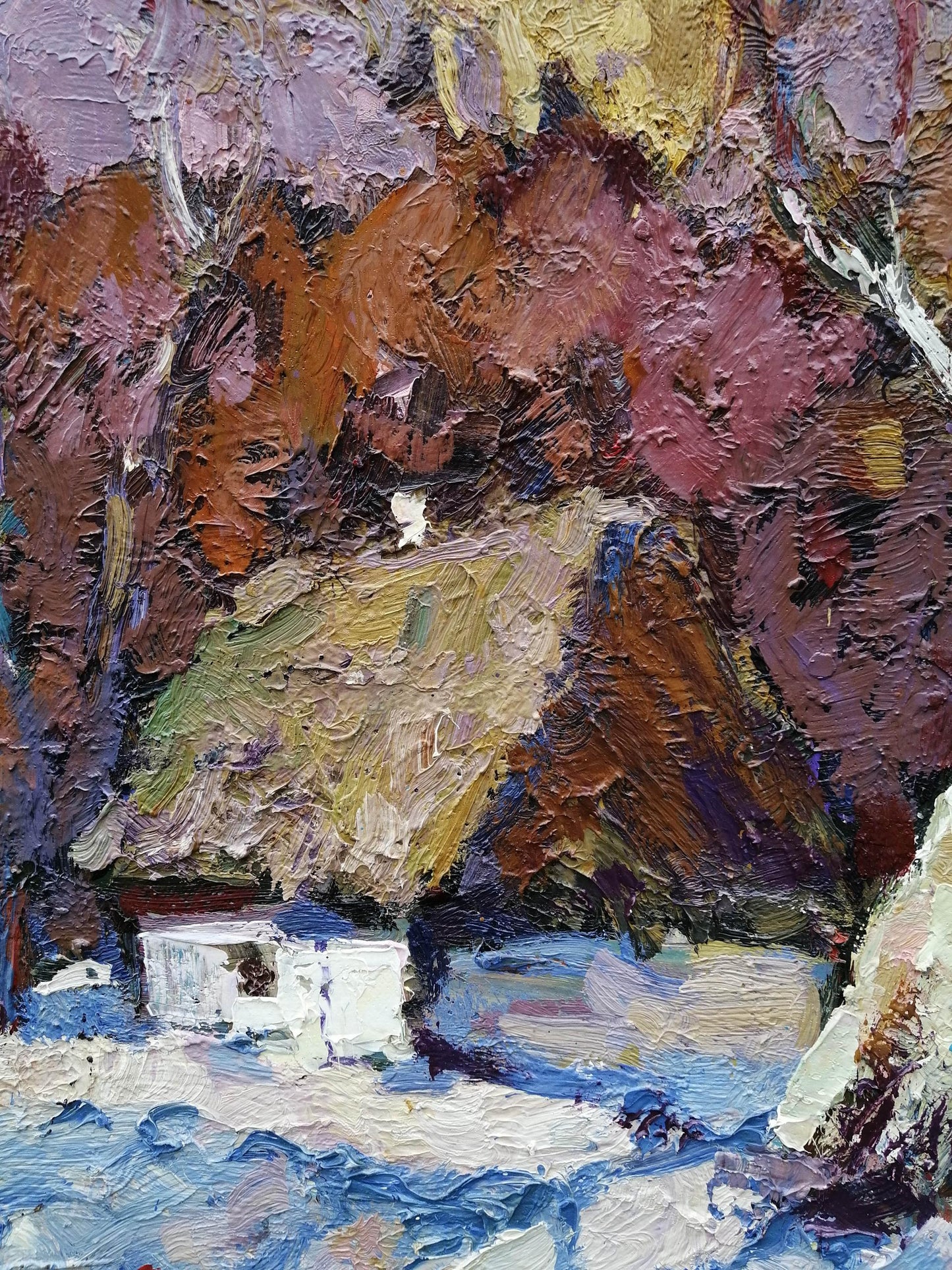 Oil Painting Winter Landscape Village landscape Art