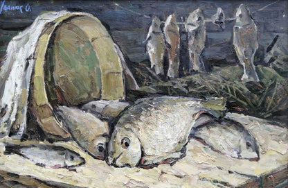 Oil painting Fish on the table Ivanyuk Alex