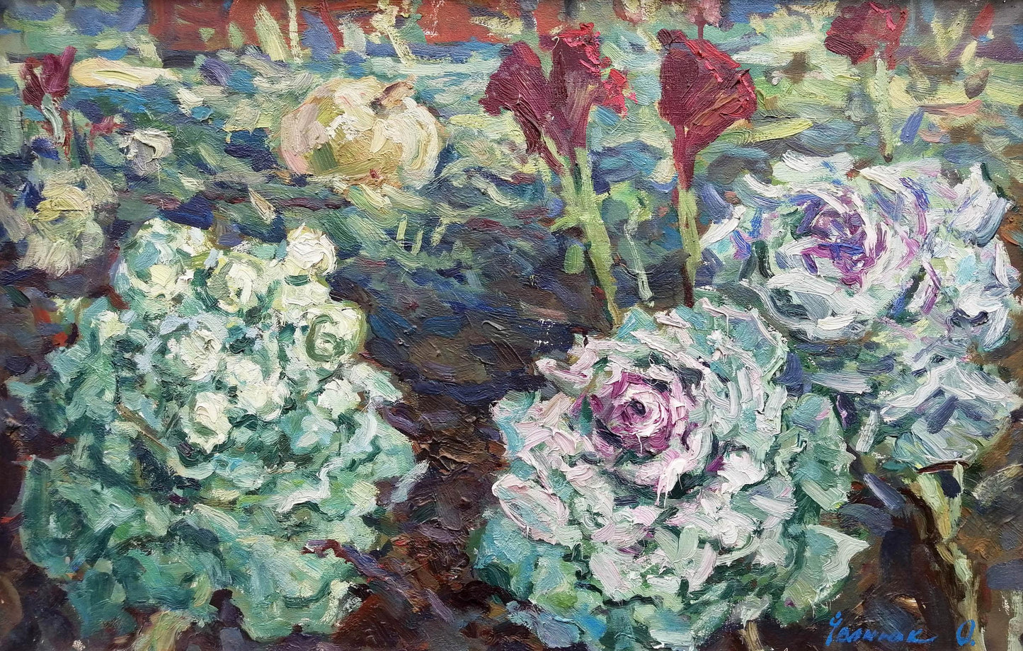 Oil painting Cabbage in the garden Ivanyuk Alex