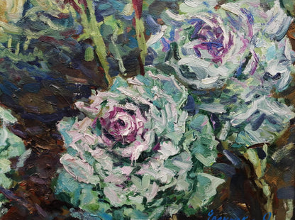 Oil painting Cabbage in the garden Ivanyuk Alex