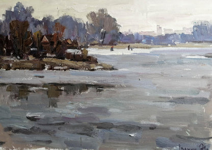 Oil painting Dnieper embankment Ivanyuk Alex