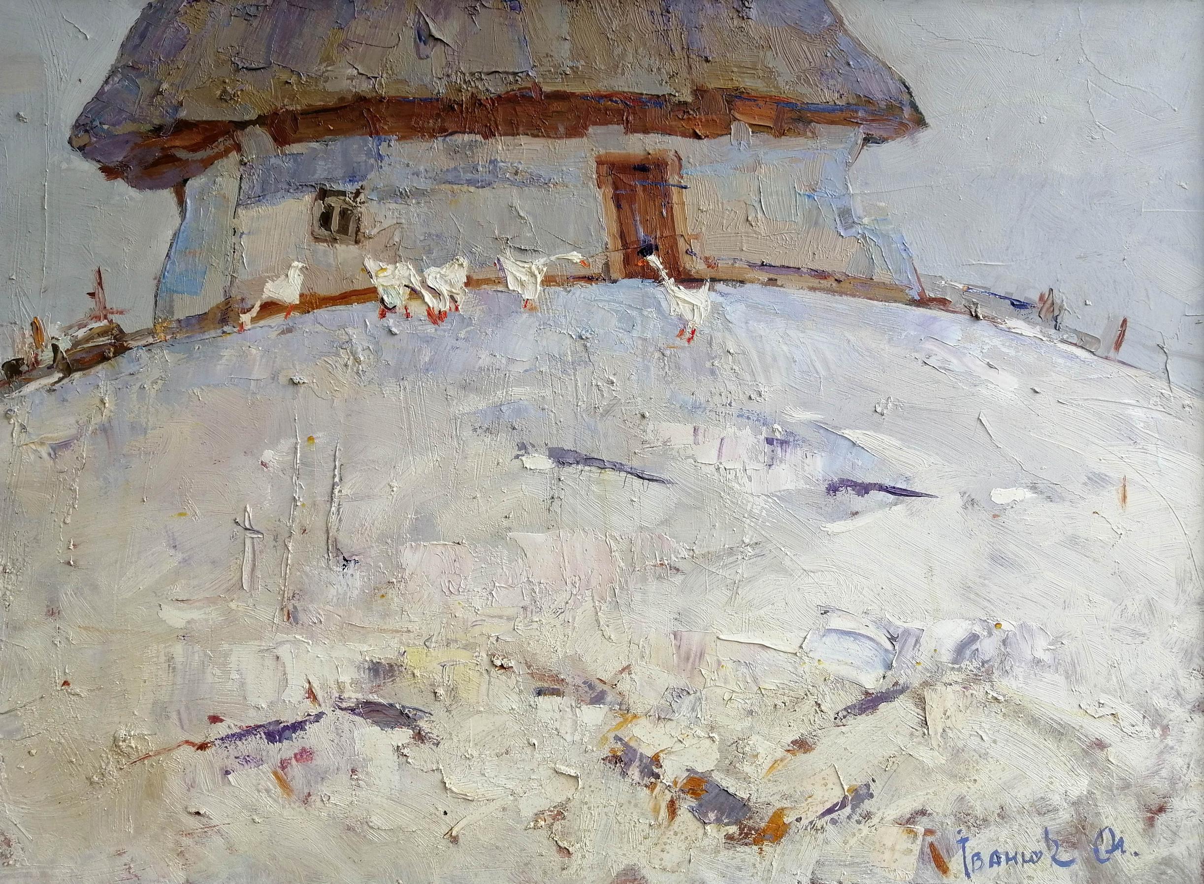 Oil painting In the courtyard Ivanyuk Alex