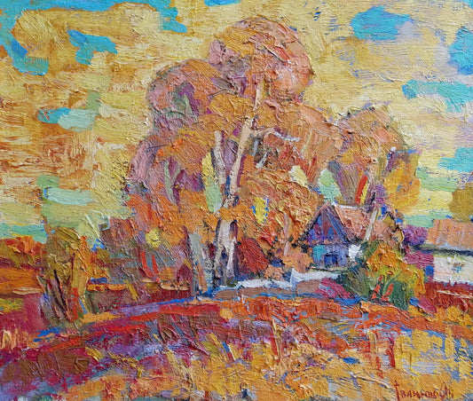 Oil painting Autumn golden Ivanyuk Alex