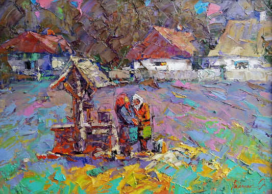 Oil painting At the well Ivanyuk Alex