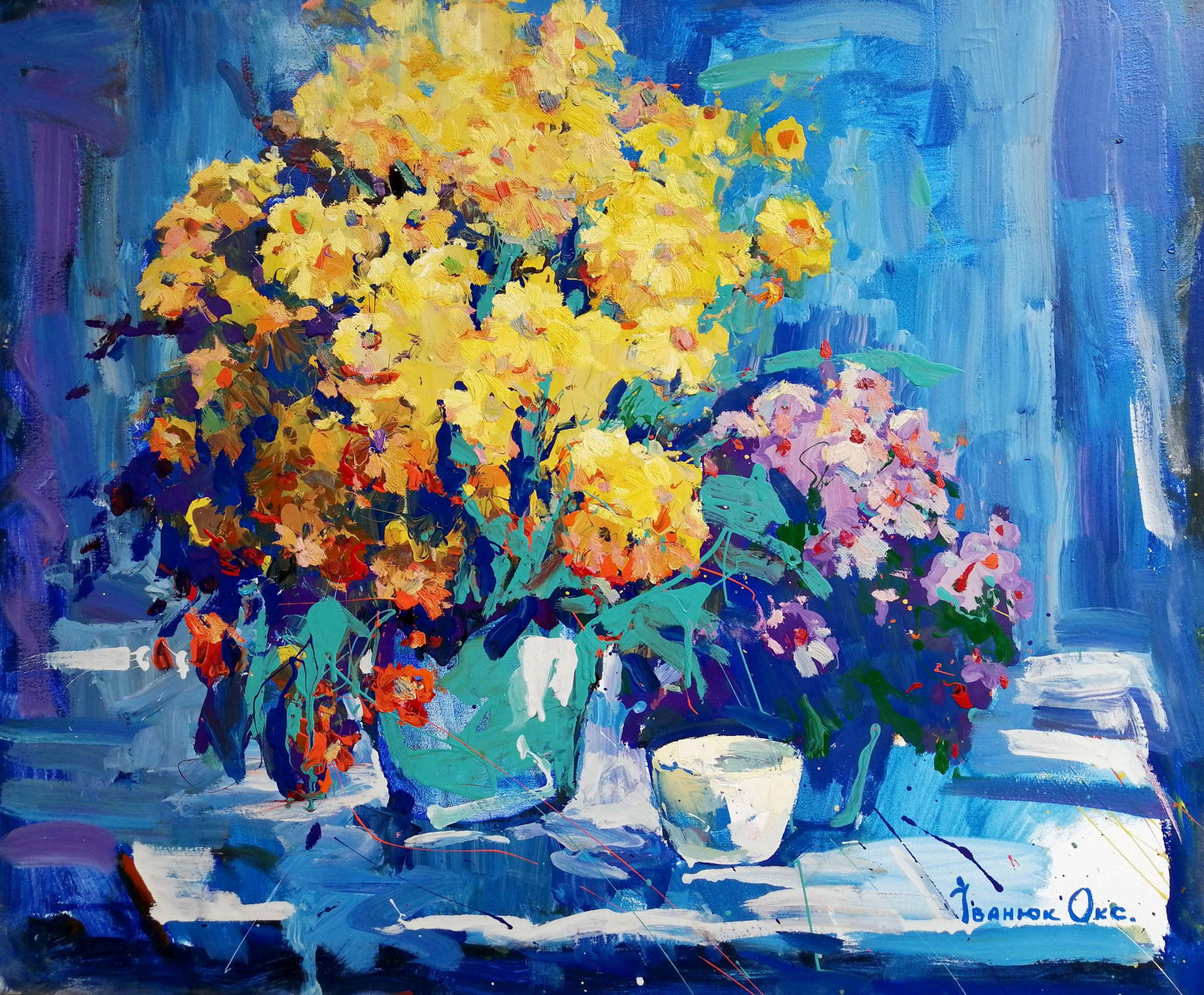 Oil painting Yellow and blue Ivanyuk Oksana