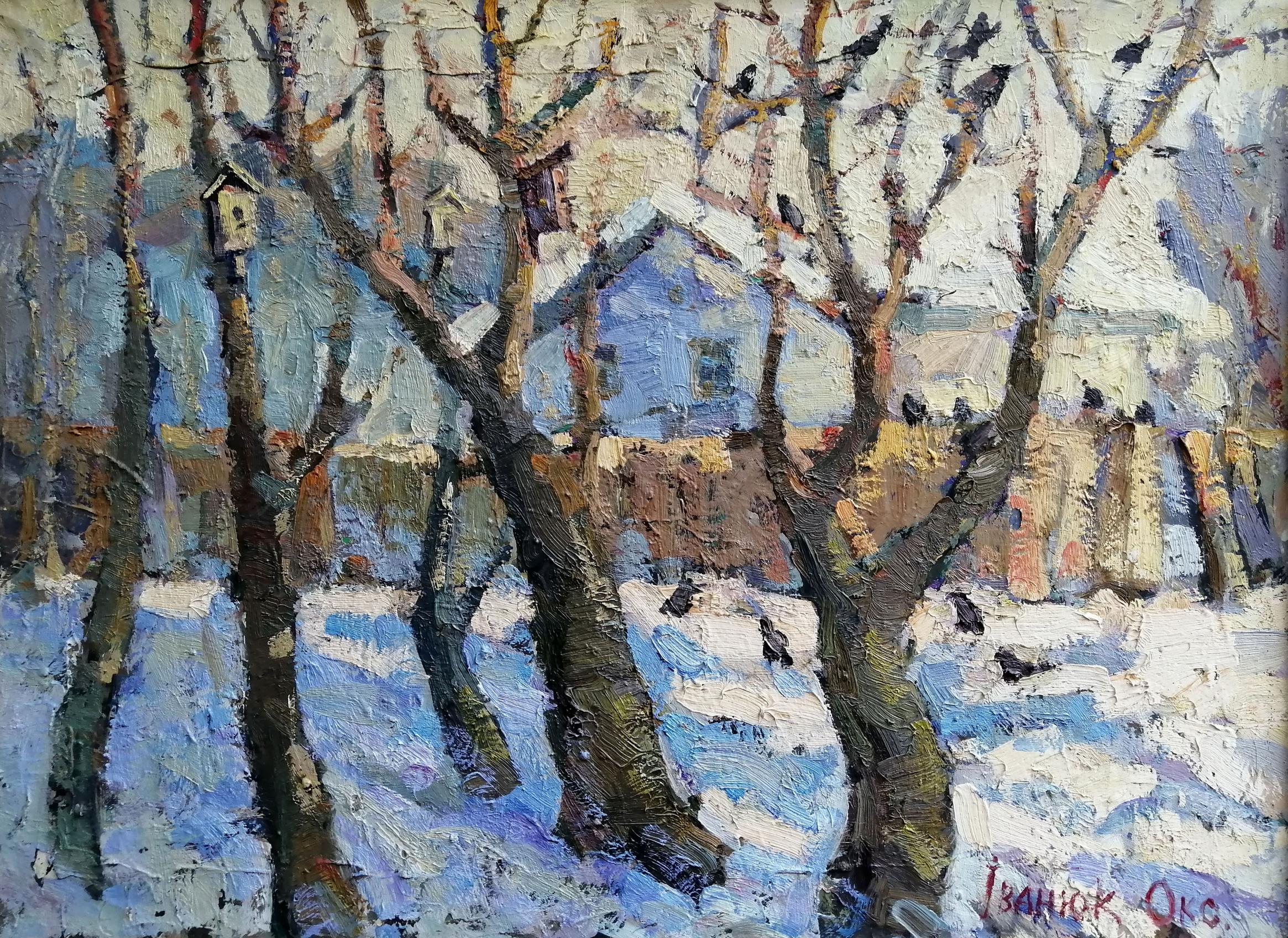 Oil painting Last snow Ivanyuk Oksana