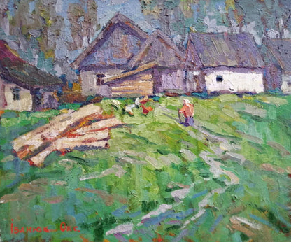Oil painting In the courtyard Ivanyuk Оksаnа