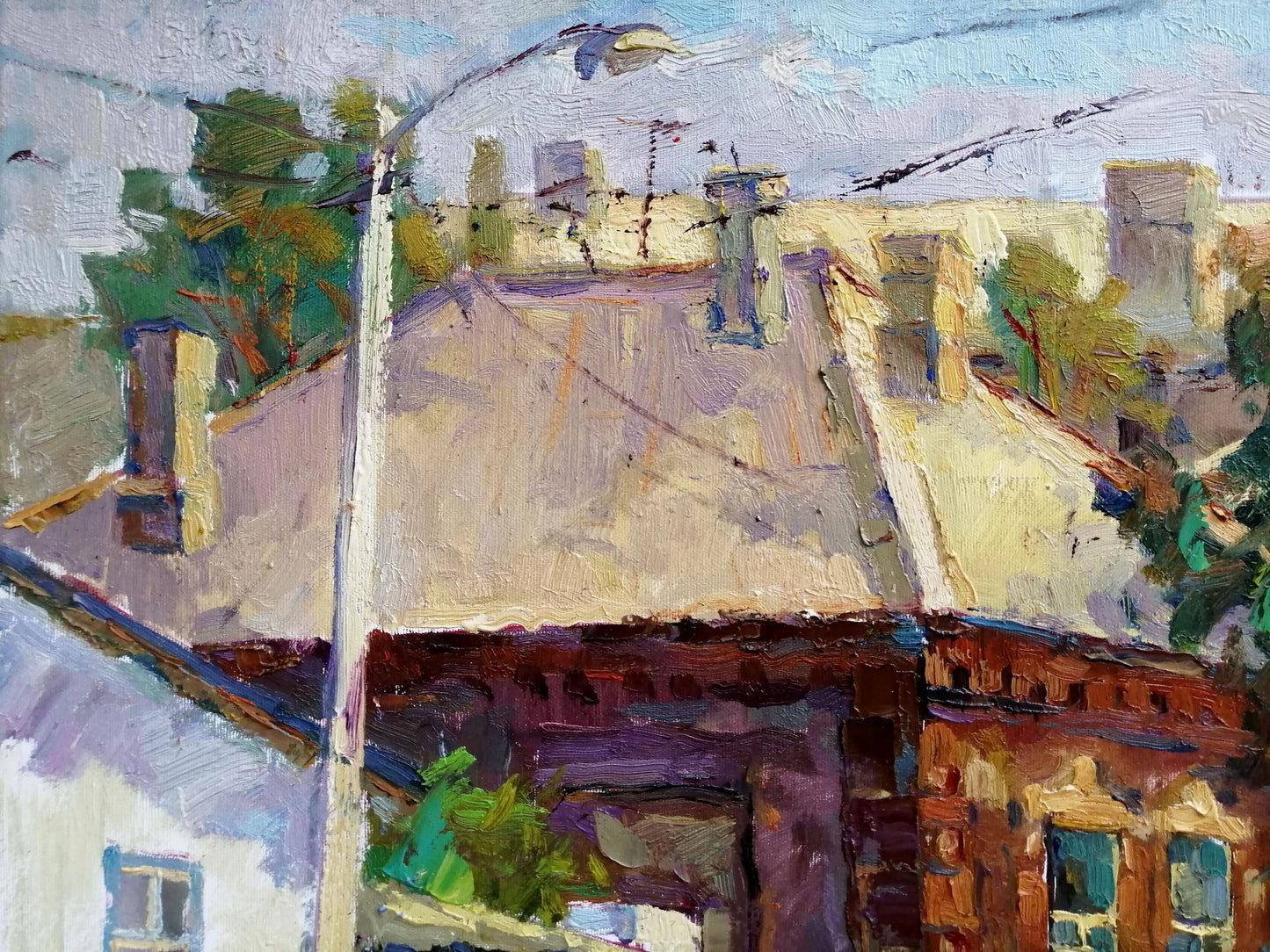 Oil painting City landscape Old Town 