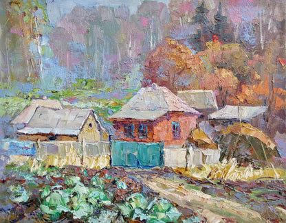Oil painting Autumn vegetable garden Ivanyuk Oksana