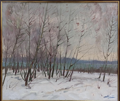 Oil painting Winter landscape Peter Dobrev