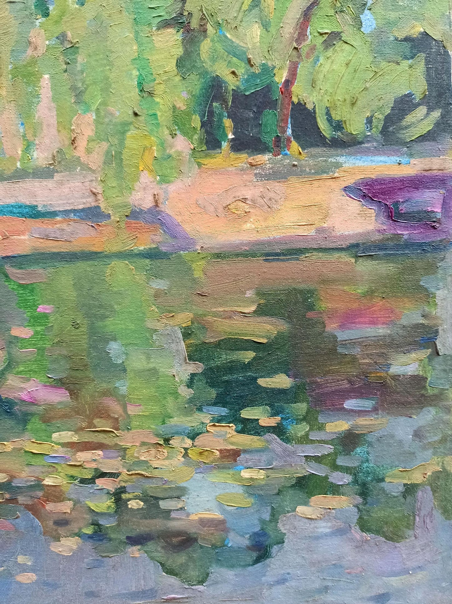 Oil painting Summer pond Peter Dobrev