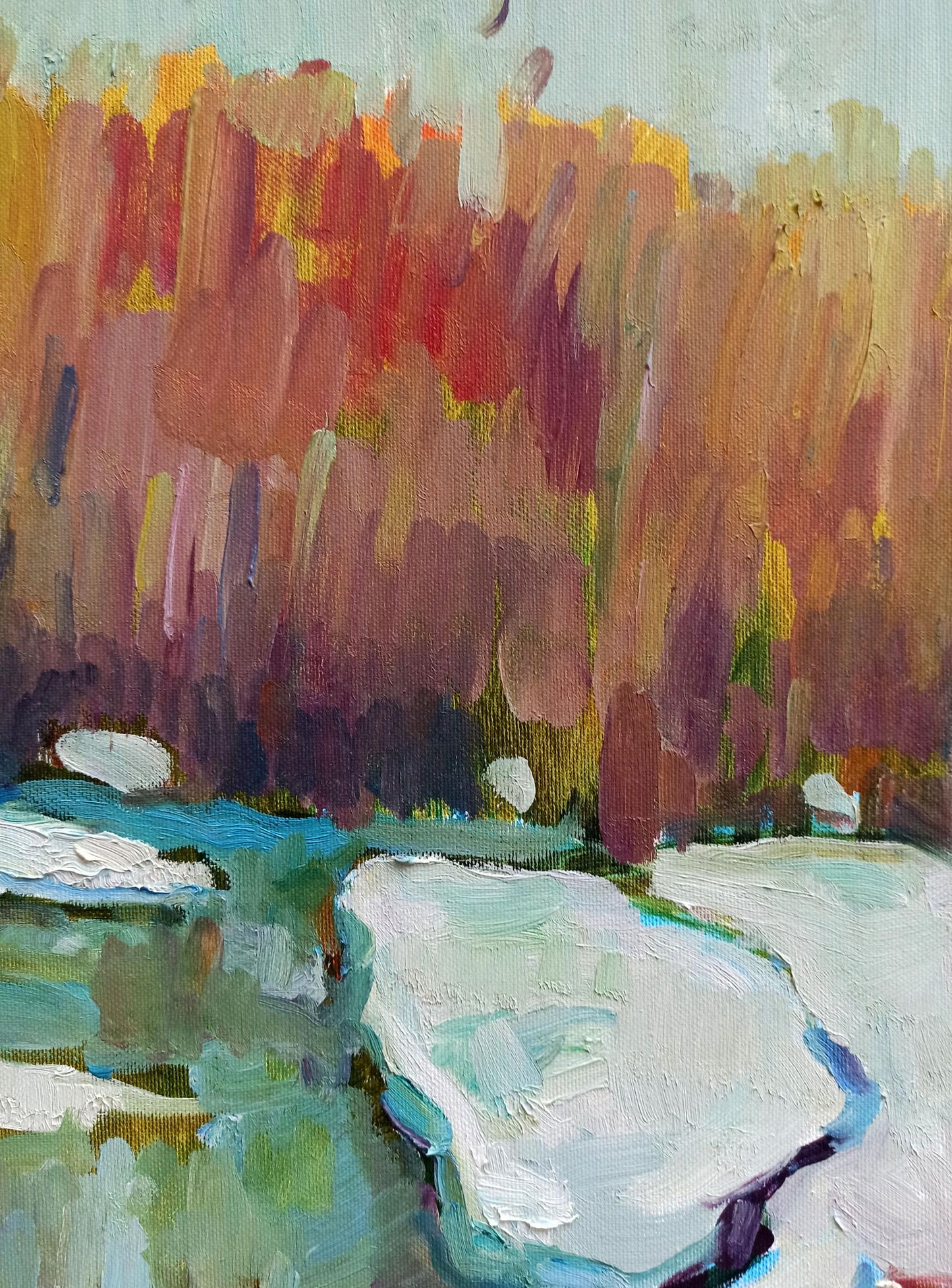 In his oil painting, Peter Dobrev captures the colors and energy of spring