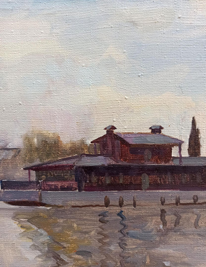 Oil painting In the port Peter Dobrev