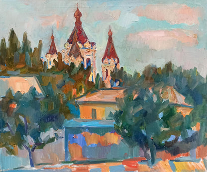 Oil painting City landscape Peter Dobrev