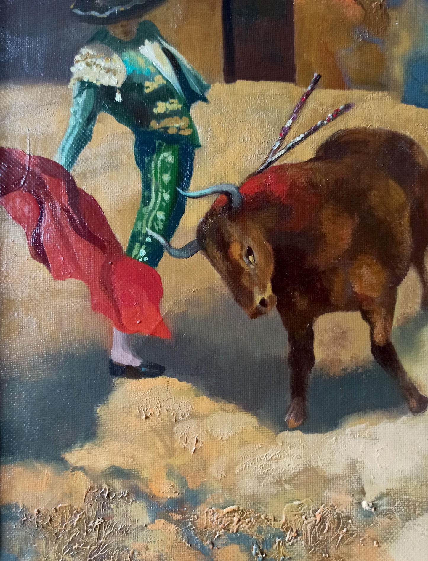 Abstract oil painting Bullfighting Anatoly Borisovich Tarabanov