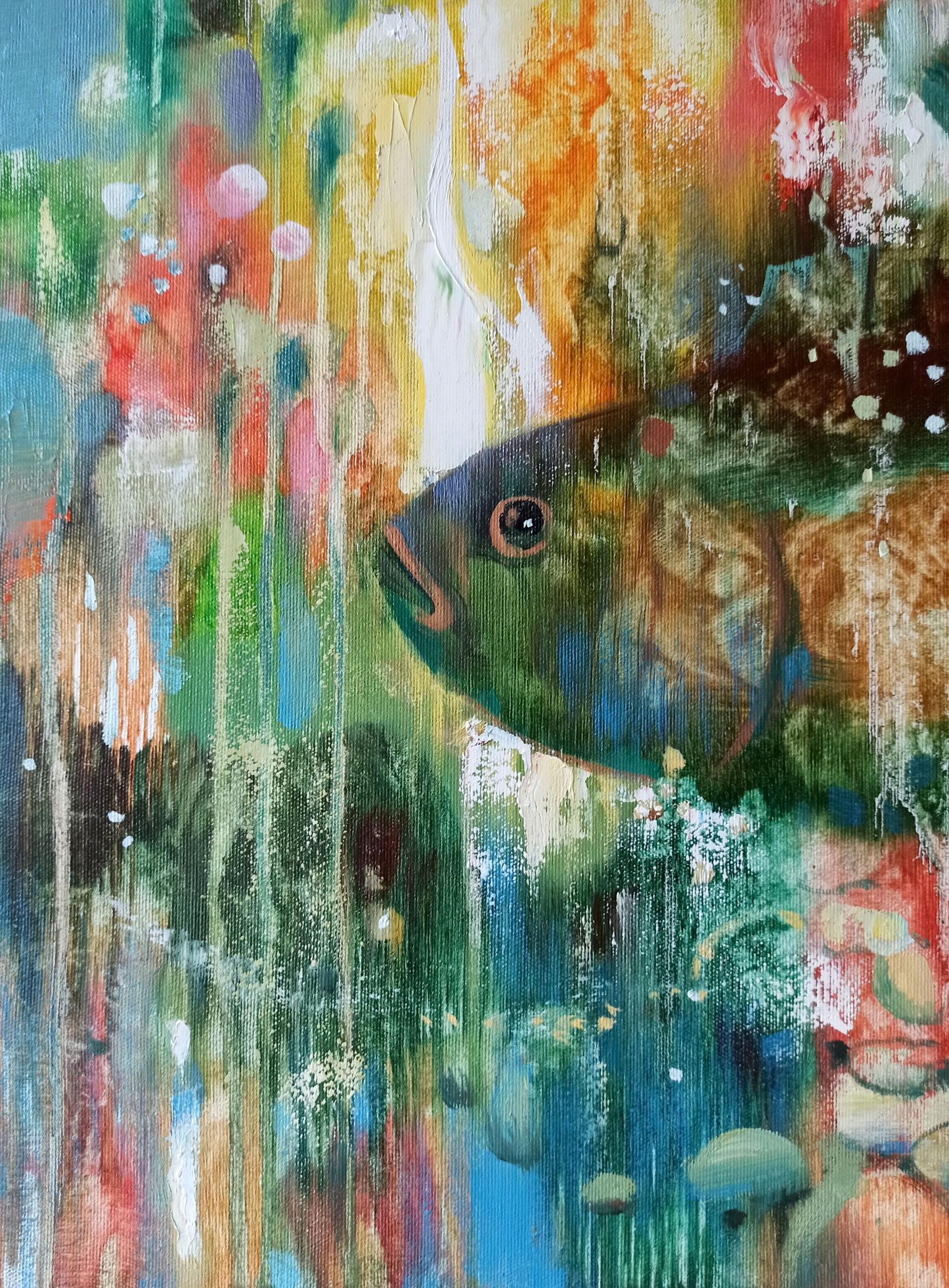 Abstract oil painting Fishes Anatoly Borisovich Tarabanov