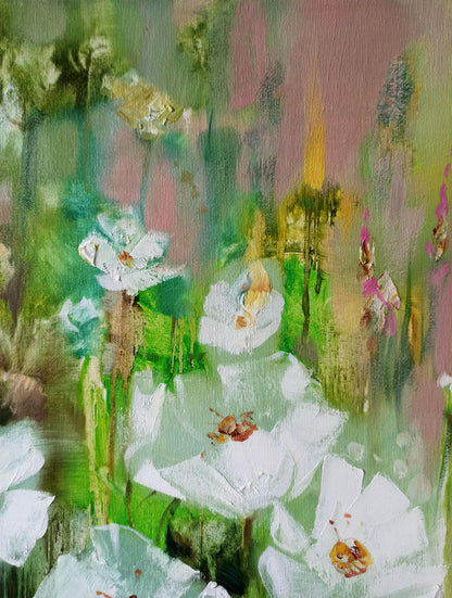 Abstract oil painting Pure White Bloom Anatoly Tarabanov