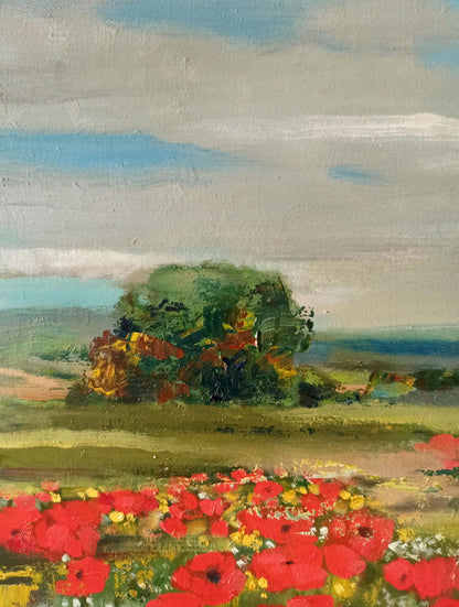 Oil painting Poppy field Anatoly Borisovich Tarabanov