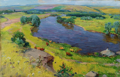 Oil painting Walk in the field Grebennik Vitaly Sergeevich