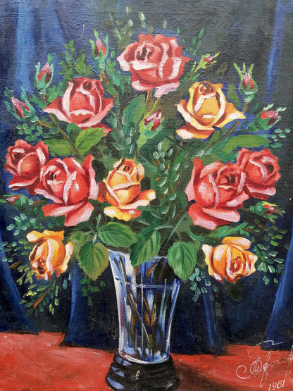 Oil painting Still life with a rose Unknown artist