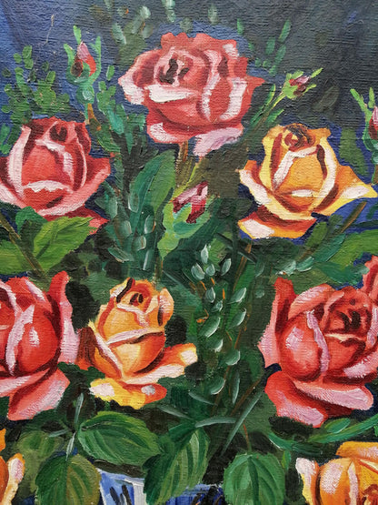 Oil painting Still life with a rose Unknown artist