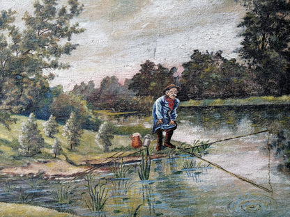 Oil painting Fishing Unknown artist