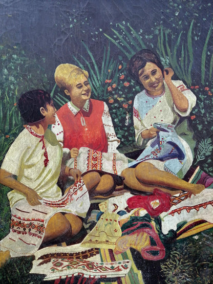 Oil painting Three girlfriends V. Slauta