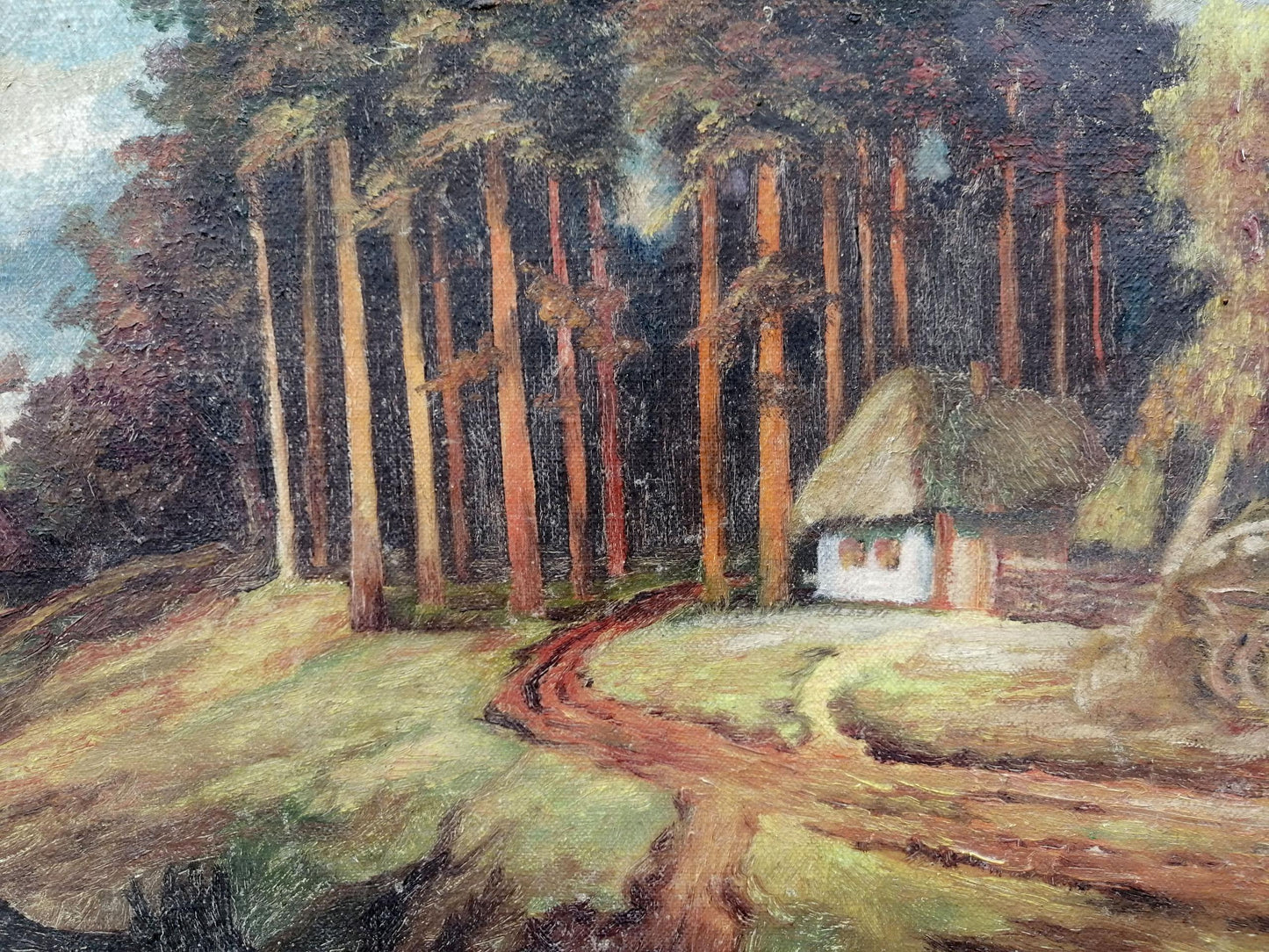 Oil painting House near the forest Unknown artist