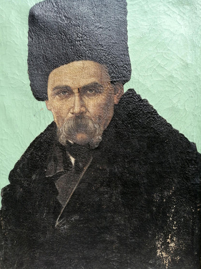 An unknown artist portrays Taras Shevchenko in an oil painting